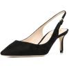 image:imageFSJ Women Classic Slingback Pumps Low Kitten Mid Heels Sandals Pointy Toe Comfortable Formal Party Prom Wedding Shoes Size 415 M USBlacksuede