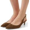image:imageFSJ Women Classic Slingback Pumps Low Kitten Mid Heels Sandals Pointy Toe Comfortable Formal Party Prom Wedding Shoes Size 415 M USBrownsuede