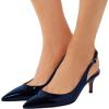image:imageFSJ Women Classic Slingback Pumps Low Kitten Mid Heels Sandals Pointy Toe Comfortable Formal Party Prom Wedding Shoes Size 415 M USNavy Patent
