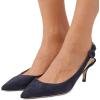 image:imageFSJ Women Classic Slingback Pumps Low Kitten Mid Heels Sandals Pointy Toe Comfortable Formal Party Prom Wedding Shoes Size 415 M USNavy Suede
