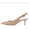 image:imageFSJ Women Classic Slingback Pumps Low Kitten Mid Heels Sandals Pointy Toe Comfortable Formal Party Prom Wedding Shoes Size 415 M USNude Matte