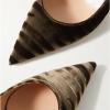 image:imageFSJ Women Classic Slingback Pumps Low Kitten Mid Heels Sandals Pointy Toe Comfortable Formal Party Prom Wedding Shoes Size 415 M USOlive Green Velvet