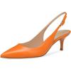 image:imageFSJ Women Classic Slingback Pumps Low Kitten Mid Heels Sandals Pointy Toe Comfortable Formal Party Prom Wedding Shoes Size 415 M USOrange