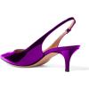 image:imageFSJ Women Classic Slingback Pumps Low Kitten Mid Heels Sandals Pointy Toe Comfortable Formal Party Prom Wedding Shoes Size 415 M USPurple Patent