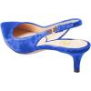 image:imageFSJ Women Classic Slingback Pumps Low Kitten Mid Heels Sandals Pointy Toe Comfortable Formal Party Prom Wedding Shoes Size 415 M USRoyal Blue