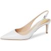 image:imageFSJ Women Classic Slingback Pumps Low Kitten Mid Heels Sandals Pointy Toe Comfortable Formal Party Prom Wedding Shoes Size 415 M USWhite
