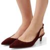 image:imageFSJ Women Classic Slingback Pumps Low Kitten Mid Heels Sandals Pointy Toe Comfortable Formal Party Prom Wedding Shoes Size 415 M USWinesuede