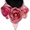 image:imageFSJ Women Cute Satin Rose LaceUp Stiletto Pumps Pointed Toe Floral High Heel Sandals Sexy Wedding Evening Shoes Size 416 USPink