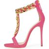 image:imageFSJ Women Open Toe Ankle Straps Sandals High Heels Pumps Stilettos TStraps Golden Metal Chains Zipper Wedding Party Sexy Dress Shoes Size 415 USFuchsia