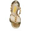image:imageFSJ Women Open Toe Ankle Straps Sandals High Heels Pumps Stilettos TStraps Golden Metal Chains Zipper Wedding Party Sexy Dress Shoes Size 415 USGold