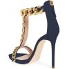 image:imageFSJ Women Open Toe Ankle Straps Sandals High Heels Pumps Stilettos TStraps Golden Metal Chains Zipper Wedding Party Sexy Dress Shoes Size 415 USNavychain
