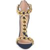 image:imageFSJ Women Open Toe Ankle Straps Sandals High Heels Pumps Stilettos TStraps Golden Metal Chains Zipper Wedding Party Sexy Dress Shoes Size 415 USNavychain