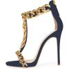 image:imageFSJ Women Open Toe Ankle Straps Sandals High Heels Pumps Stilettos TStraps Golden Metal Chains Zipper Wedding Party Sexy Dress Shoes Size 415 USNavychain