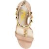 image:imageFSJ Women Open Toe Ankle Straps Sandals High Heels Pumps Stilettos TStraps Golden Metal Chains Zipper Wedding Party Sexy Dress Shoes Size 415 USNude Suede
