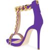 image:imageFSJ Women Open Toe Ankle Straps Sandals High Heels Pumps Stilettos TStraps Golden Metal Chains Zipper Wedding Party Sexy Dress Shoes Size 415 USPurplechain