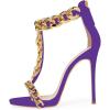 image:imageFSJ Women Open Toe Ankle Straps Sandals High Heels Pumps Stilettos TStraps Golden Metal Chains Zipper Wedding Party Sexy Dress Shoes Size 415 USPurplechain