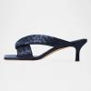 image:imageFSJ Women Square Open Toe Heeled Sandals Slip On Woven Mules Braided Cross Strap Low Kitten Heel Backless Slides Summer Shoes Size 416 USNavy Blue