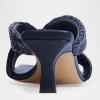 image:imageFSJ Women Square Open Toe Heeled Sandals Slip On Woven Mules Braided Cross Strap Low Kitten Heel Backless Slides Summer Shoes Size 416 USNavy Blue