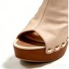 image:imageFSJ Women Studded Platform Heels Slingback Sandals Wooden Block Heel Ankle Strap Peep Toe Clogs Mules Comfortable Walking Shoes Size 416 USNude