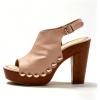 image:imageFSJ Women Studded Platform Heels Slingback Sandals Wooden Block Heel Ankle Strap Peep Toe Clogs Mules Comfortable Walking Shoes Size 416 USNude