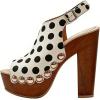 image:imageFSJ Women Studded Platform Heels Slingback Sandals Wooden Block Heel Ankle Strap Peep Toe Clogs Mules Comfortable Walking Shoes Size 416 USPolka Dot