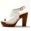image:imageFSJ Women Studded Platform Heels Slingback Sandals Wooden Block Heel Ankle Strap Peep Toe Clogs Mules Comfortable Walking Shoes Size 416 USWhite