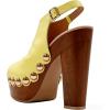 image:imageFSJ Women Studded Platform Heels Slingback Sandals Wooden Block Heel Ankle Strap Peep Toe Clogs Mules Comfortable Walking Shoes Size 416 USYellow