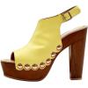 image:imageFSJ Women Studded Platform Heels Slingback Sandals Wooden Block Heel Ankle Strap Peep Toe Clogs Mules Comfortable Walking Shoes Size 416 USYellow
