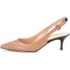 image:imageFSJ Women Classic Slingback Pumps Low Kitten Mid Heels Sandals Pointy Toe Comfortable Formal Party Prom Wedding Shoes Size 415 M USBlack Nude