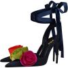 image:imageFSJ Women Cute Satin Rose LaceUp Stiletto Pumps Pointed Toe Floral High Heel Sandals Sexy Wedding Evening Shoes Size 416 USBlue