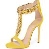 image:imageFSJ Women Open Toe Ankle Straps Sandals High Heels Pumps Stilettos TStraps Golden Metal Chains Zipper Wedding Party Sexy Dress Shoes Size 415 USYellow