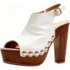 image:imageFSJ Women Studded Platform Heels Slingback Sandals Wooden Block Heel Ankle Strap Peep Toe Clogs Mules Comfortable Walking Shoes Size 416 USWhite