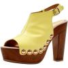 image:imageFSJ Women Studded Platform Heels Slingback Sandals Wooden Block Heel Ankle Strap Peep Toe Clogs Mules Comfortable Walking Shoes Size 416 USYellow