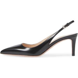 image:imageFSJ Women Classic Slingback Pumps Low Kitten Mid Heels Sandals Pointy Toe Comfortable Formal Party Prom Wedding Shoes Size 415 M USBlackpu