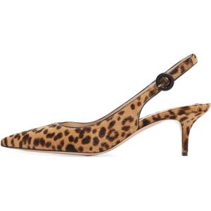 image:imageFSJ Women Classic Slingback Pumps Low Kitten Mid Heels Sandals Pointy Toe Comfortable Formal Party Prom Wedding Shoes Size 415 M USLeopard Suede