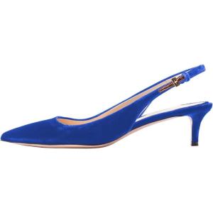 image:imageFSJ Women Classic Slingback Pumps Low Kitten Mid Heels Sandals Pointy Toe Comfortable Formal Party Prom Wedding Shoes Size 415 M USRoyal Blue