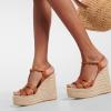 image:imageFSJ Women Elegant Open Toe Espadrille Platform Ankle Strap Wedge Sandals Woven Cutout Casual Strappy Walking Shoes Size 416 USBrown