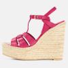 image:imageFSJ Women Elegant Open Toe Espadrille Platform Ankle Strap Wedge Sandals Woven Cutout Casual Strappy Walking Shoes Size 416 USFushcia