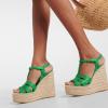 image:imageFSJ Women Elegant Open Toe Espadrille Platform Ankle Strap Wedge Sandals Woven Cutout Casual Strappy Walking Shoes Size 416 USGreen