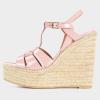 image:imageFSJ Women Elegant Open Toe Espadrille Platform Ankle Strap Wedge Sandals Woven Cutout Casual Strappy Walking Shoes Size 416 USPink