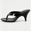 image:imageFSJ Women Open Round Toe Slip On Kitten Heel Flip Flop Mules Thong Heeled Sandals Summer Beach Vacation Shoes Size 416 USBlack