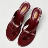 image:imageFSJ Women Open Round Toe Slip On Kitten Heel Flip Flop Mules Thong Heeled Sandals Summer Beach Vacation Shoes Size 416 USDark Red