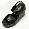 image:imageFSJ Women Open Toe High Heel Wedges Adjustable Double Buckle Slingback Studded Platform Wedge Sandals Party Festival Shoes Size 416 USBlack