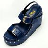 image:imageFSJ Women Open Toe High Heel Wedges Adjustable Double Buckle Slingback Studded Platform Wedge Sandals Party Festival Shoes Size 416 USBlue