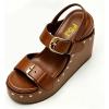 image:imageFSJ Women Open Toe High Heel Wedges Adjustable Double Buckle Slingback Studded Platform Wedge Sandals Party Festival Shoes Size 416 USBrown