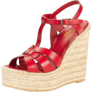 image:imageFSJ Women Elegant Open Toe Espadrille Platform Ankle Strap Wedge Sandals Woven Cutout Casual Strappy Walking Shoes Size 416 USRed