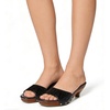 image:imageFSJ Women Chic Open Toe Medium Heel Mules Wooden Sole Studs Crocodile Texture Leather Slip On Sandals Comfortable Summer Slippers Size 416 USBlack