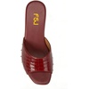 image:imageFSJ Women Chic Open Toe Medium Heel Mules Wooden Sole Studs Crocodile Texture Leather Slip On Sandals Comfortable Summer Slippers Size 416 USCherry
