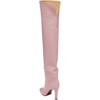 image:imageFSJ Women Over The Knee Boots Comfy Wrinkled Cutout High Chunky Heels Square Toe Fancy Pull On Office Shoe Size 415 USPink