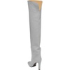 image:imageFSJ Women Over The Knee Boots Comfy Wrinkled Cutout High Chunky Heels Square Toe Fancy Pull On Office Shoe Size 415 USSilver